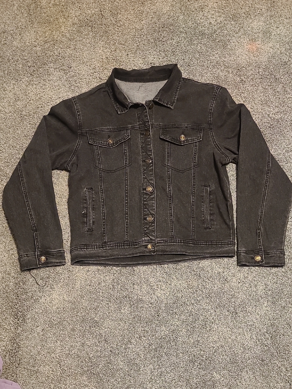 Women’s Black Denim Jean Jacket - Classic Button-Front Coat